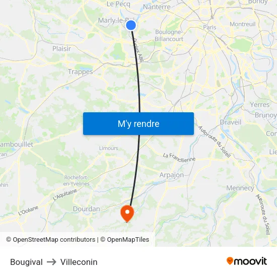 Bougival to Villeconin map
