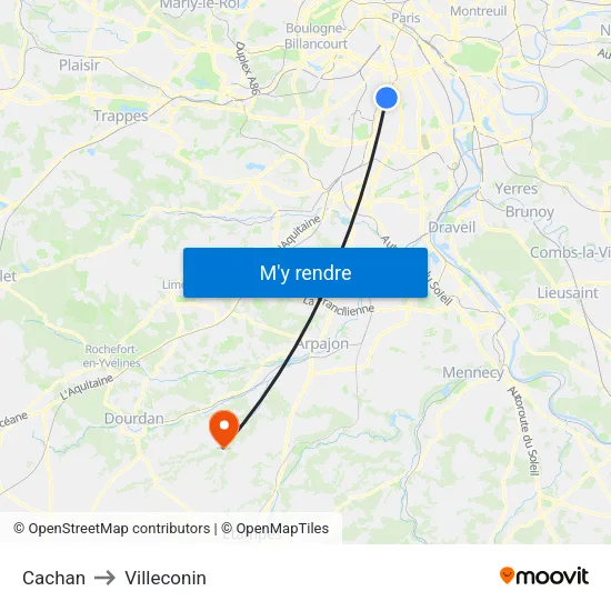 Cachan to Villeconin map