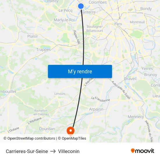 Carrieres-Sur-Seine to Villeconin map