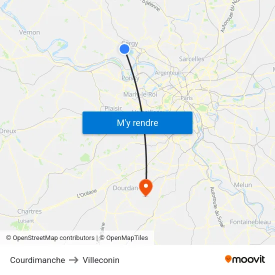 Courdimanche to Villeconin map