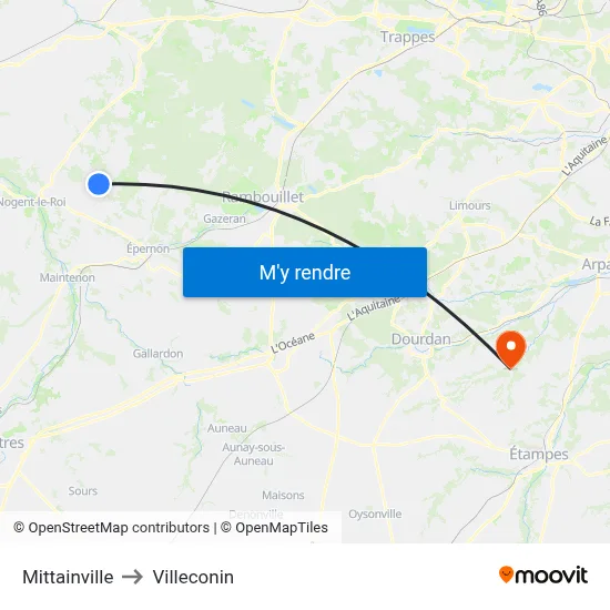 Mittainville to Villeconin map