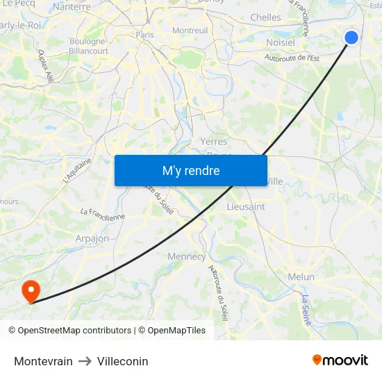 Montevrain to Villeconin map