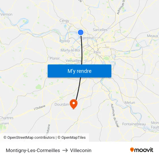Montigny-Les-Cormeilles to Villeconin map