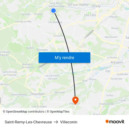 Saint-Remy-Les-Chevreuse to Villeconin map