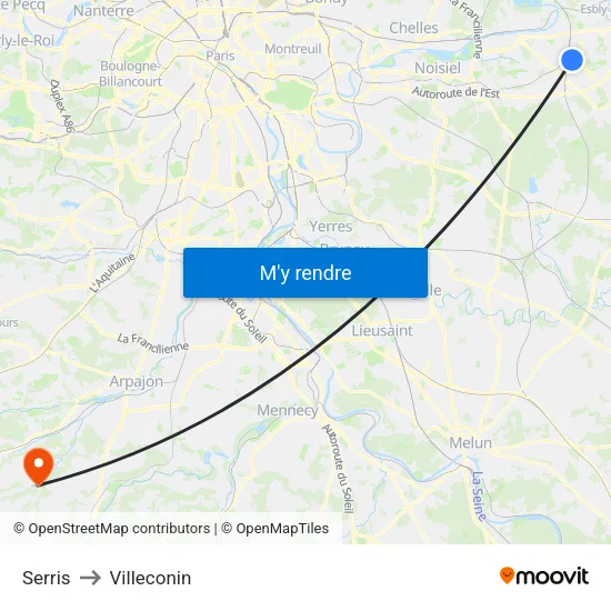 Serris to Villeconin map