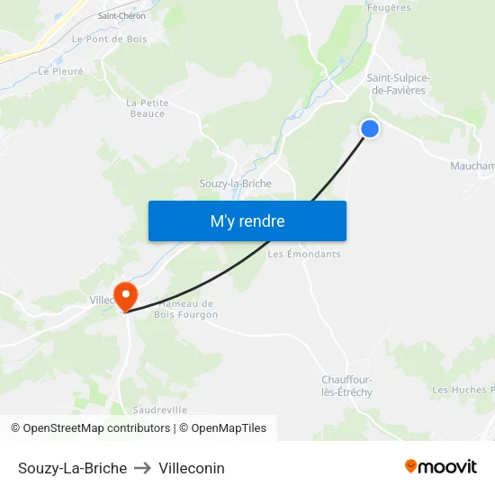 Souzy-La-Briche to Villeconin map