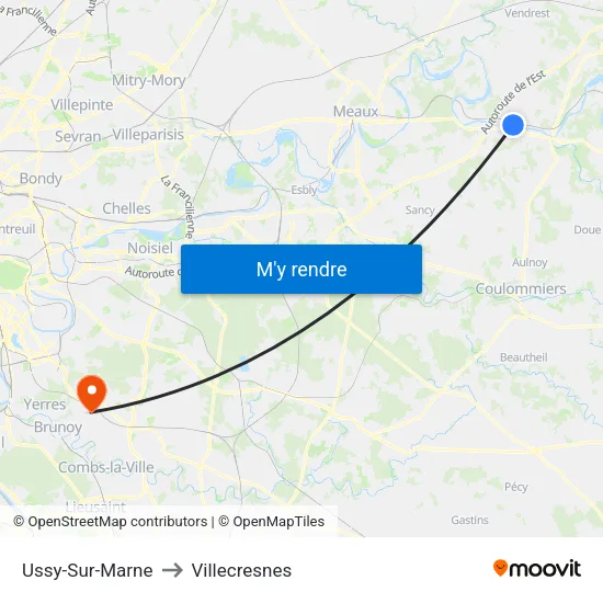Ussy-Sur-Marne to Villecresnes map