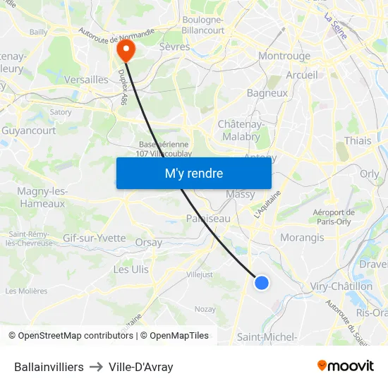 Ballainvilliers to Ville-D'Avray map