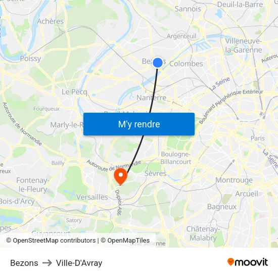 Bezons to Ville-D'Avray map