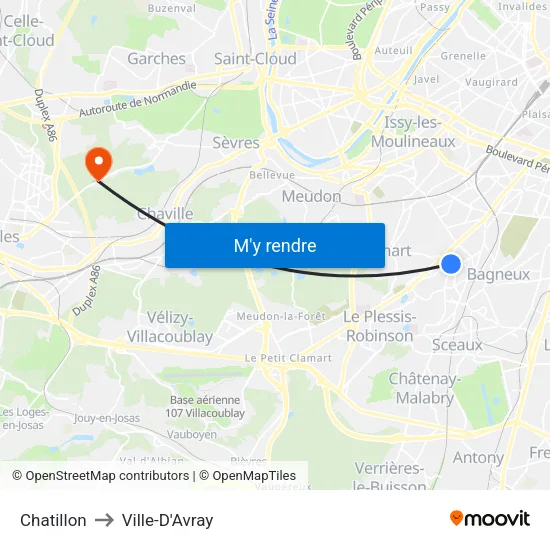 Chatillon to Ville-D'Avray map