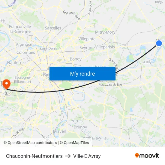 Chauconin-Neufmontiers to Ville-D'Avray map