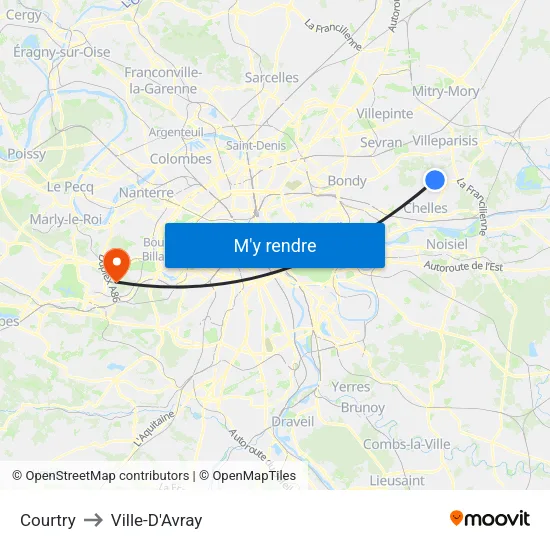 Courtry to Ville-D'Avray map