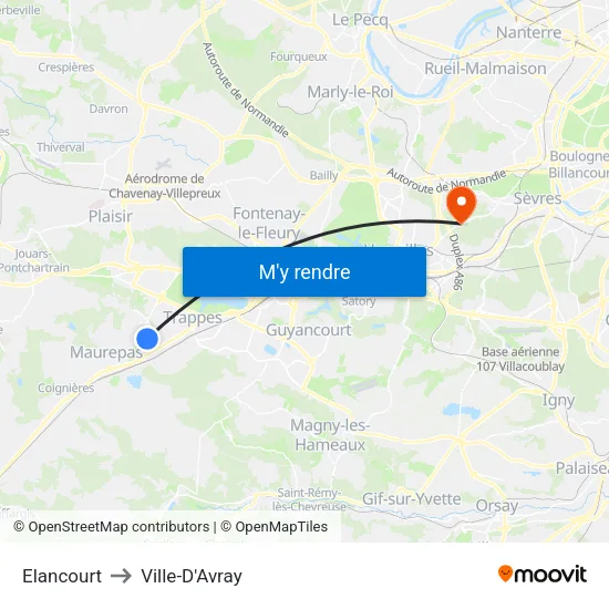 Elancourt to Ville-D'Avray map