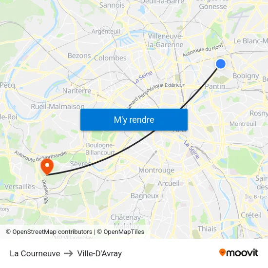 La Courneuve to Ville-D'Avray map