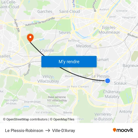 Le Plessis-Robinson to Ville-D'Avray map