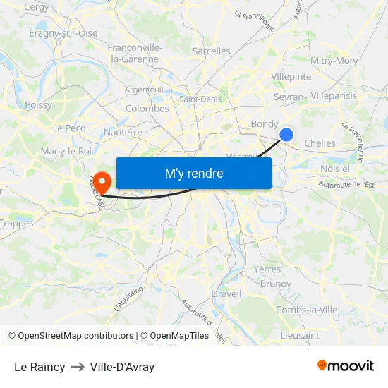 Le Raincy to Ville-D'Avray map