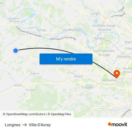 Longnes to Ville-D'Avray map