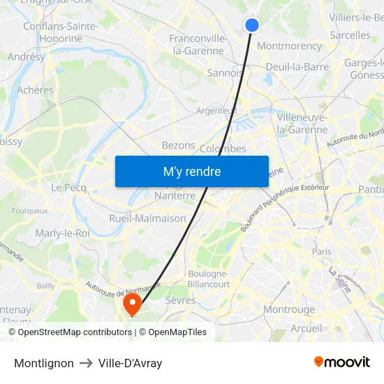 Montlignon to Ville-D'Avray map