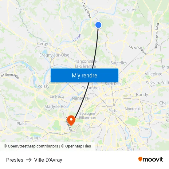 Presles to Ville-D'Avray map