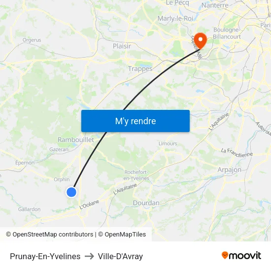 Prunay-En-Yvelines to Ville-D'Avray map