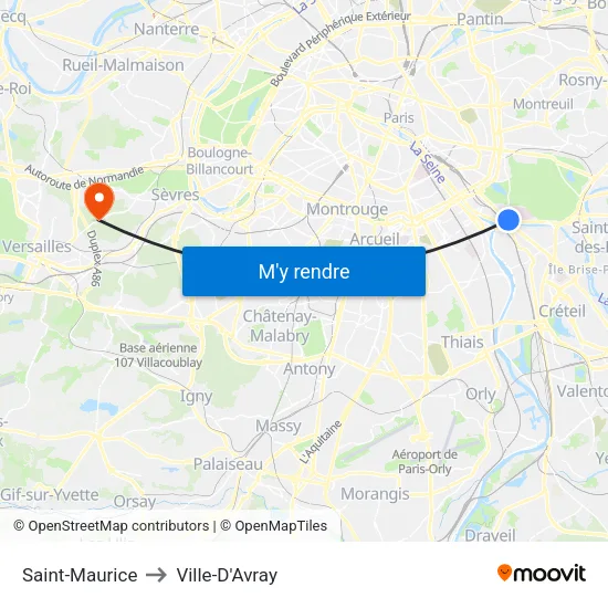 Saint-Maurice to Ville-D'Avray map
