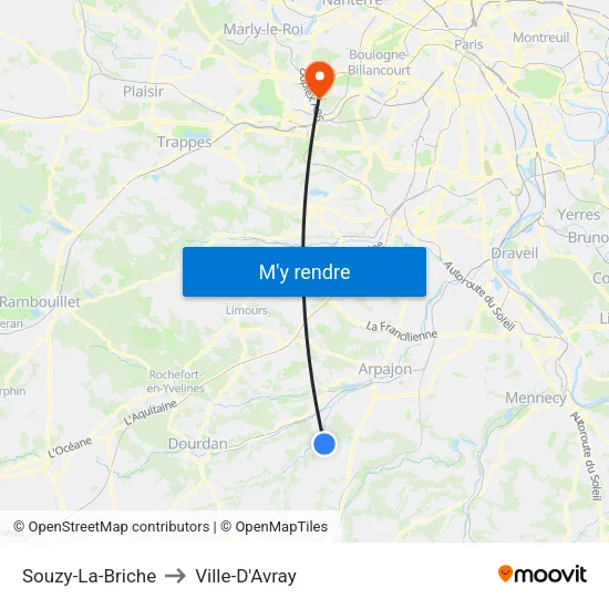 Souzy-La-Briche to Ville-D'Avray map