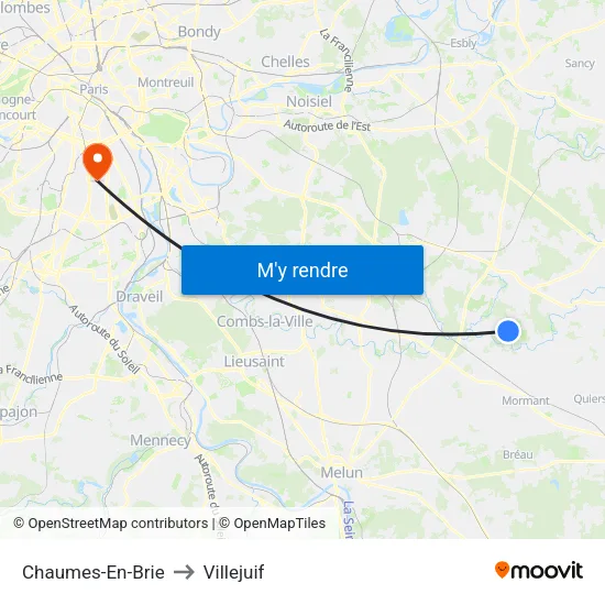 Chaumes-En-Brie to Villejuif map