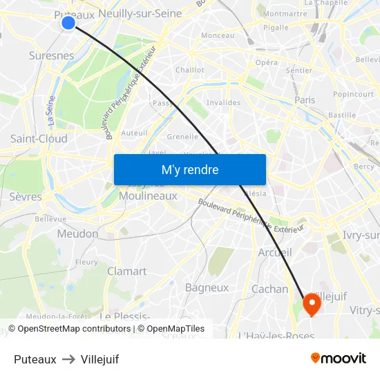 Puteaux to Villejuif map