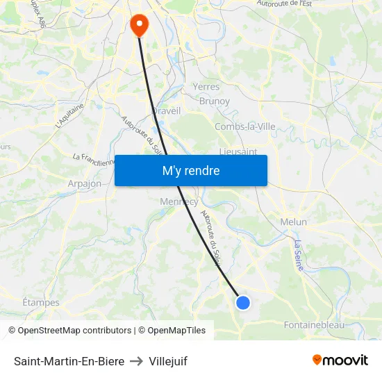 Saint-Martin-En-Biere to Villejuif map