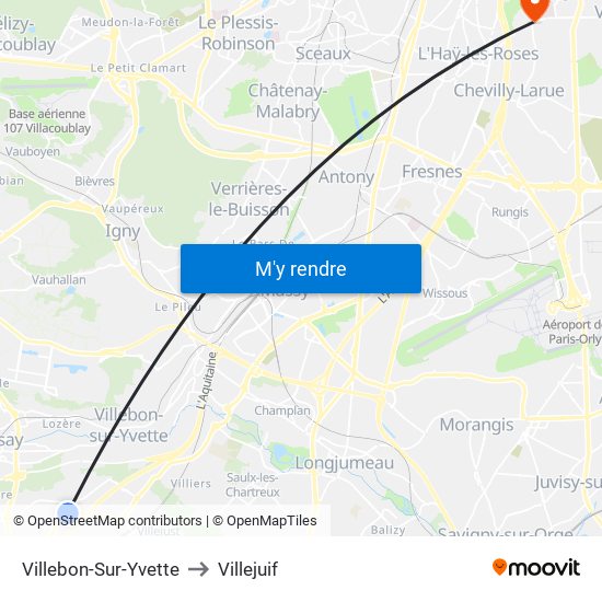 Villebon-Sur-Yvette to Villejuif map