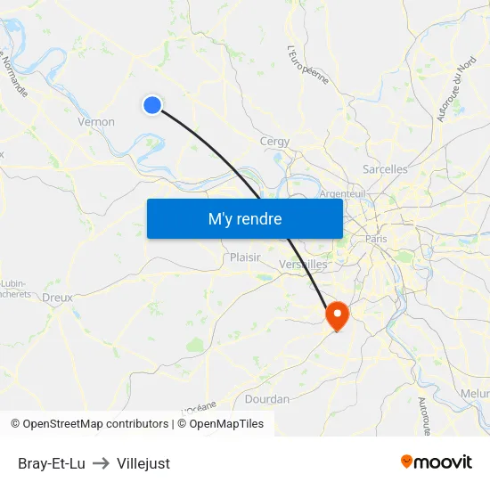 Bray-Et-Lu to Villejust map