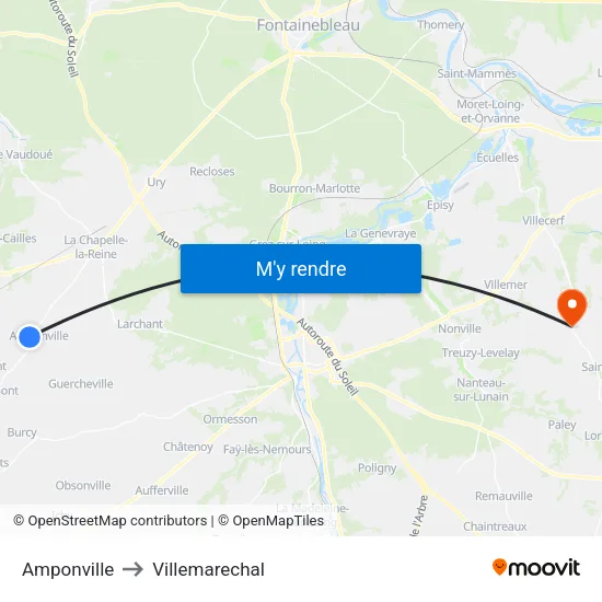 Amponville to Villemarechal map