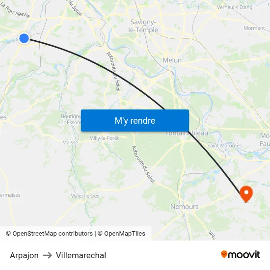 Arpajon to Villemarechal map
