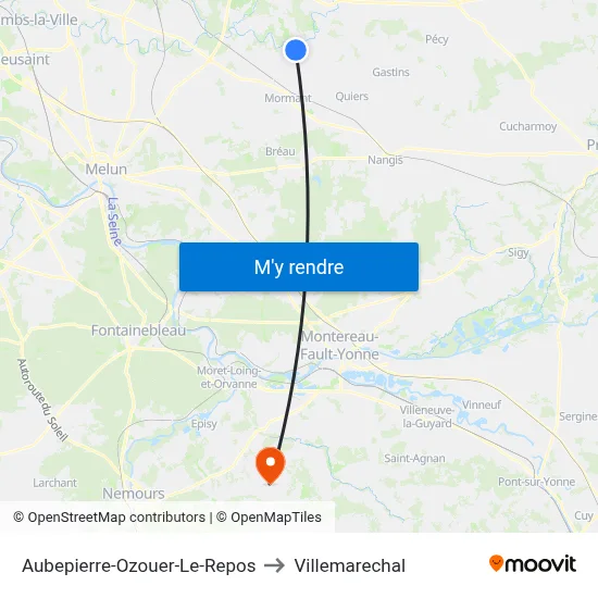 Aubepierre-Ozouer-Le-Repos to Villemarechal map