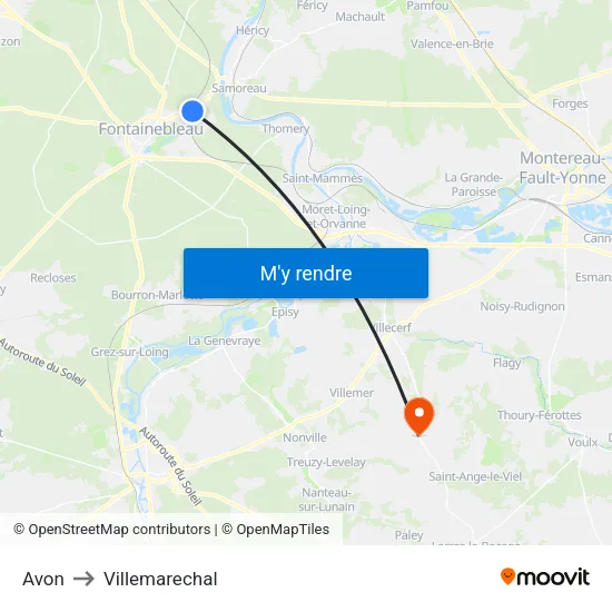Avon to Villemarechal map
