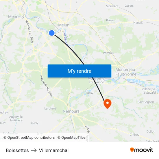 Boissettes to Villemarechal map