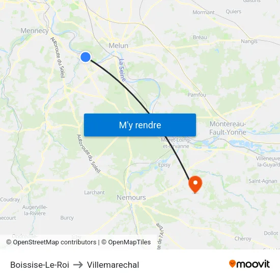 Boissise-Le-Roi to Villemarechal map