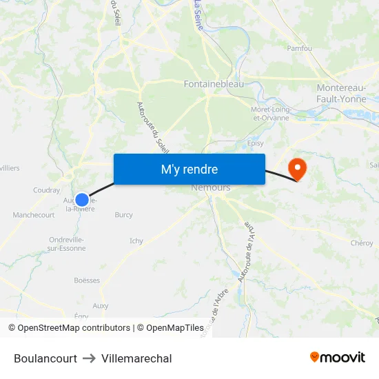 Boulancourt to Villemarechal map