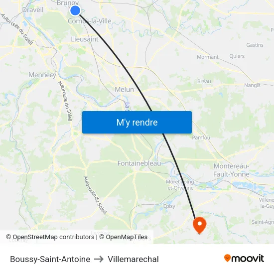Boussy-Saint-Antoine to Villemarechal map