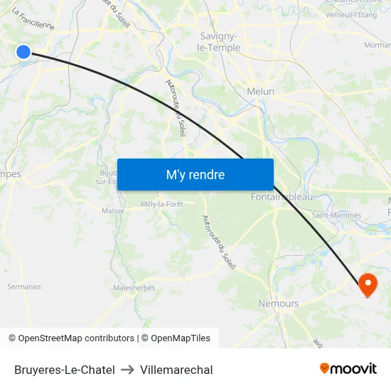 Bruyeres-Le-Chatel to Villemarechal map