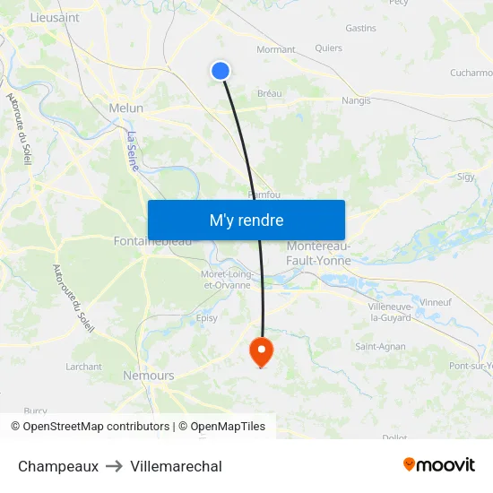 Champeaux to Villemarechal map