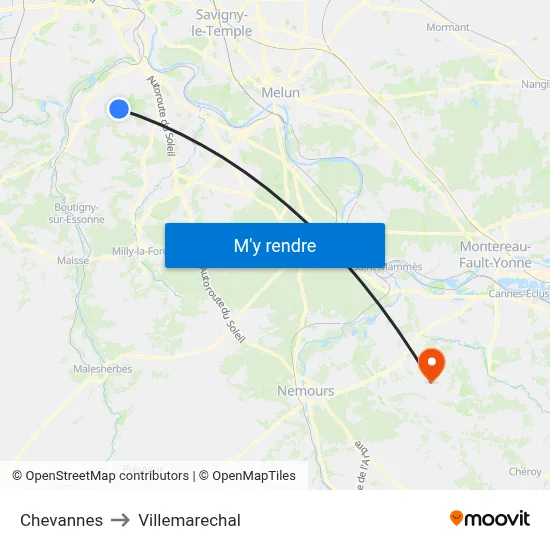 Chevannes to Villemarechal map