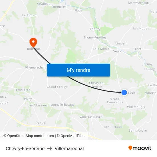 Chevry-En-Sereine to Villemarechal map