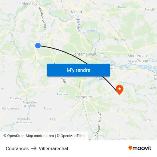Courances to Villemarechal map