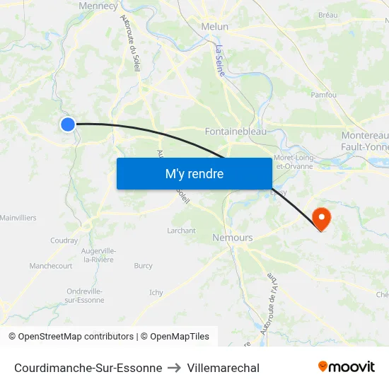 Courdimanche-Sur-Essonne to Villemarechal map