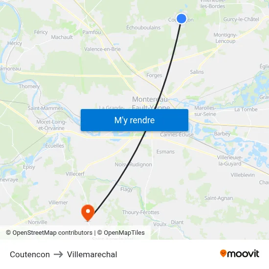 Coutencon to Villemarechal map