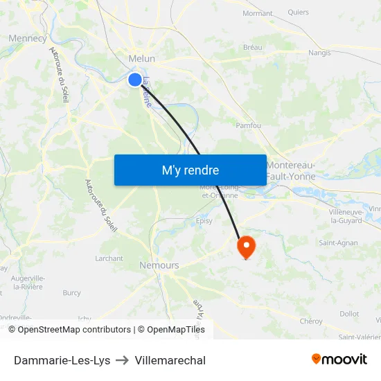 Dammarie-Les-Lys to Villemarechal map