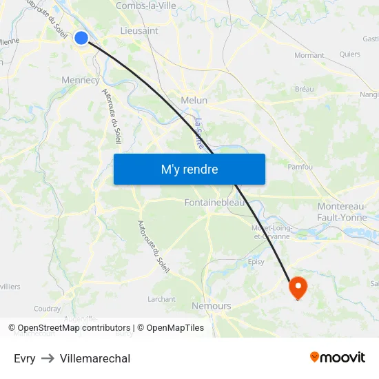Evry to Villemarechal map