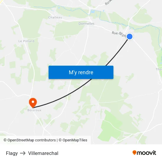 Flagy to Villemarechal map