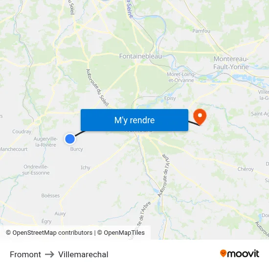 Fromont to Villemarechal map